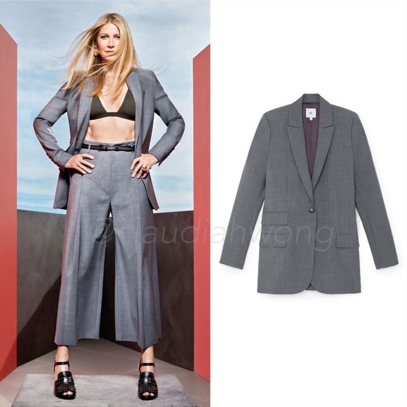 New GWYN Lauren Wool Tailored Blazer Jacket in Light Grey Marl - Picture 3 of 13